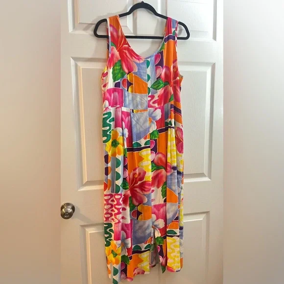 Vintage 90s Jams World Floral Maxi Dress L - Picture 1 of 10